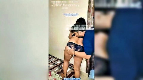 Priya Gamre bent over in black lace panties, big tits hanging, Indian beauty in amateur video