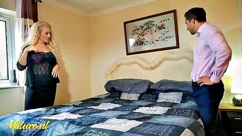 British mature real estate agent Rebecca Jane Smyth in sheer lingerie seducing client