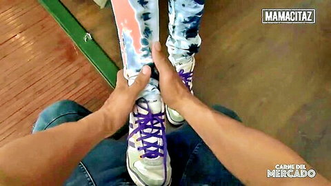 Siarilin Martinez sexy Latina legs in colorful pants grabbed POV - MamacitaZ