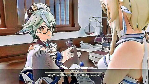 Sucrose and Barbara talking intimately in Genshin Impact hentai scene
