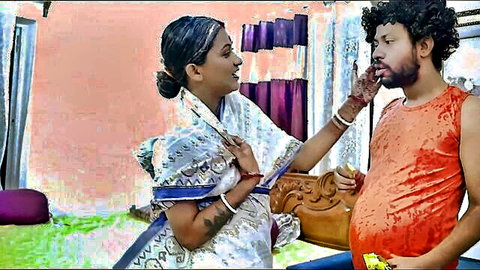 Chesty Indian Aunty with Antim and Twink in intimate saree scene