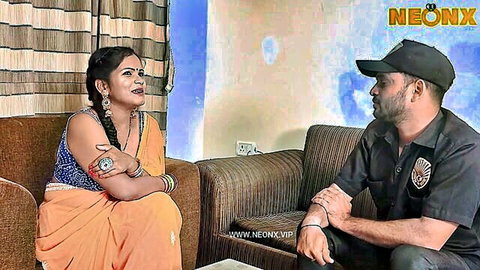 Desi mature woman in saree chats with cop before homemade doggy style sex