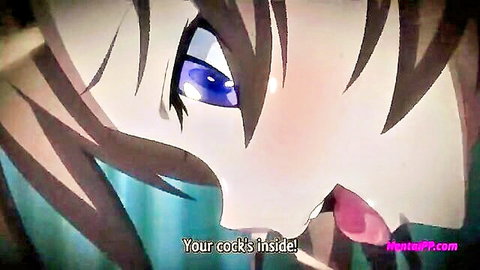 Anime hentai girl ecstatic with cock inside, close-up face