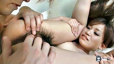 Asian Saki moans as guy rams big cock into her tight pussy in JAV scene
