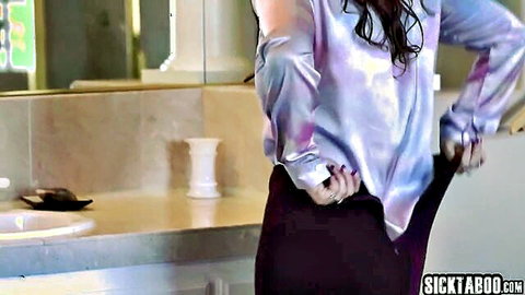 Big ass MILF stepmom in sheer blouse seduces redhead teen Madi Collins