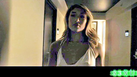 Super hot blonde in white slip looking seductive and needy for fucking