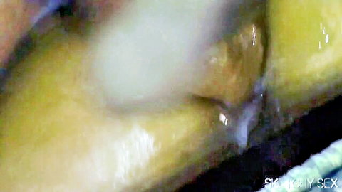 Blurry close-up of skinny frat house orgy penetration