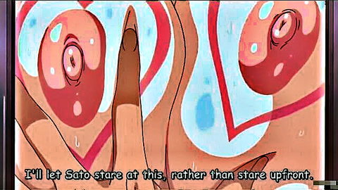 Hentai gangbang thumbnail: exaggerated pink asses with eyes, finger penetration tease