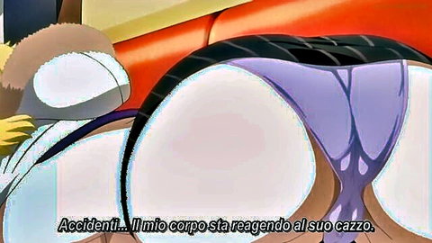 Anime babe with huge tits bouncing on hard cock in hentai sex scene