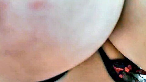 Curvy stepmom cleavage in black lace lingerie on Valentine's Day