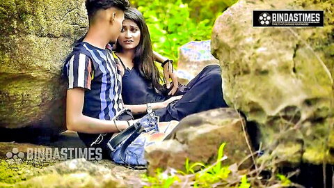 Indian babe Sudipa cuddles intimately with guy in woods