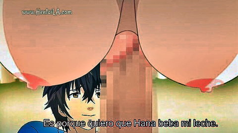 Anime guy with huge tits squeezing his censored cock in intense titty fuck paizuri.