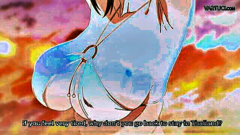 Hentai babe with blue skin exposes massive ass and pussy from behind