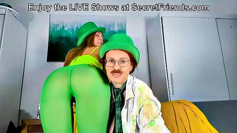 Ornelia Morgan in green leprechaun outfit, big ass tease