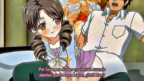 Petite anime hentai teen with twin tails groped by guy from behind in school uniform