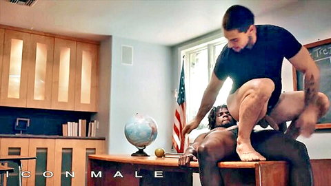 Devin Trez interracial gay anal with professor in classroom