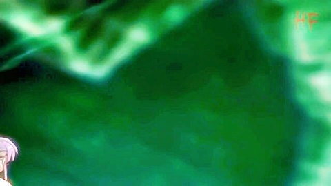 Pink-haired hentai schoolgirl with huge tits fucked by slimy green monster tentacles