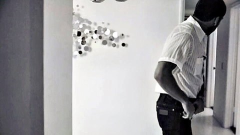 Wesley Woods in seductive side profile, white shirt and jeans, vintage gay threesome thumbnail