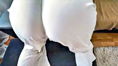 Step-sister teases massive ass in sheer white panties during hookup