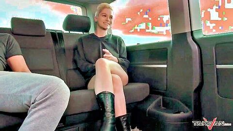 Hot blonde Mila Milan in steamy Czech car sex tease