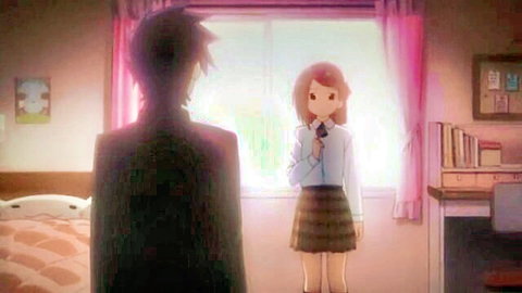 Hentai schoolgirl in uniform kissing shadowy guy, creampie action