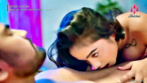 Indian woman topless in passionate kiss with lover in Adhuri Khwaish Ep 08