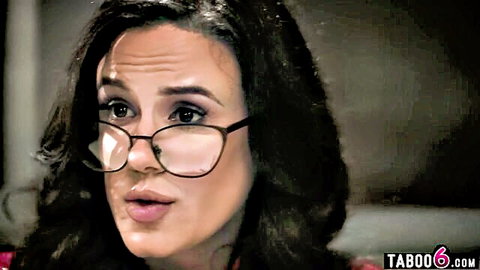 Sophia Burns in glasses, seductive pout as cheerleader in taboo scene