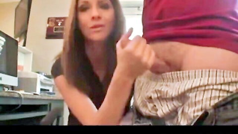 Brunette webcam girl humiliates sissy with small dick gesture