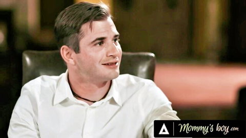 Handsome young man in white shirt smiling for Mommy's Boy MILF stepmom porn site