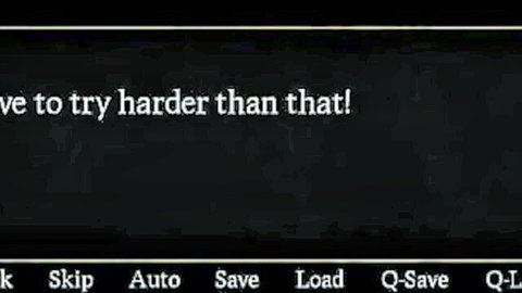 Blonde medieval gamer girl with natural tits teases cleavage saying try harder in naughty visual novel