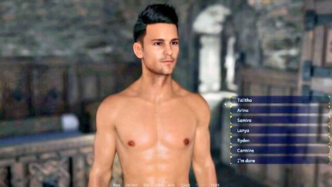 Muscular shirtless hunk in The Swordbearer adult fantasy game