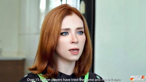 Redhead with blue eyes in black top teases android project QT hidden talents