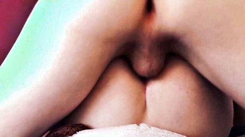 Close-up of teen femboy's spread ass and genitals in rimjob tease