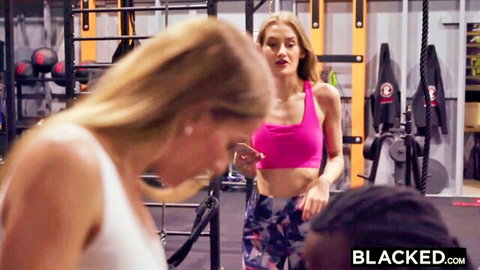 Silvia & Eveline Dellai tease yoga instructor's BBC in gym