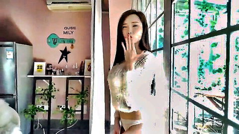 Zhou Yanxi in sheer white lingerie posing seductively