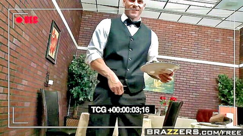 Johnny Sins as sexy waiter in Brazzers scene with Faye Reagan, My Pussy Got Pranked