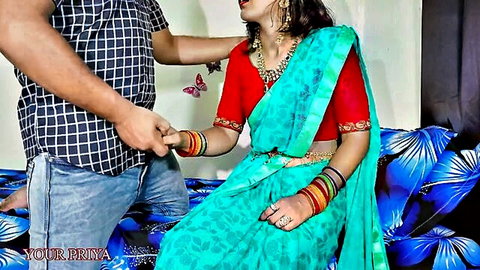 Priya in green saree endures painful anal fuck by step-brother on engagement night