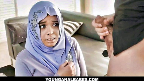 Aaliyah Hadid in hijab faces big cock for rough anal tease