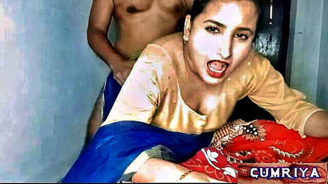 Desi neighbor's girlfriend in saree gets hardcore doggy style fuck