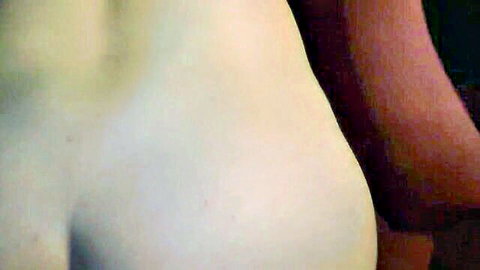 Pale teen's tight ass from behind in explicit close-up pose