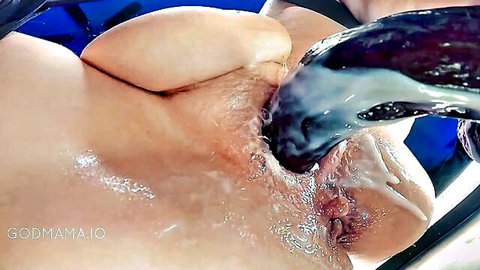 GODMAMA's voluptuous body in sloppy creampie dump, huge tits overflowing with cum