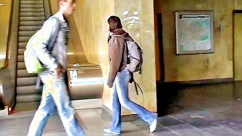 Yenna Love teen in casual subway walk with companion