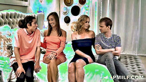 Christy Love and Lily James in steamy mom swap with boys, sexy group tease