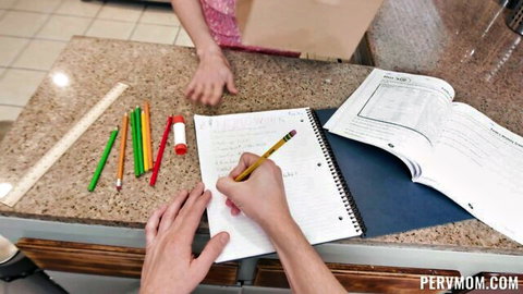 Angelina Moon and Rion King in taboo homework tutoring scene