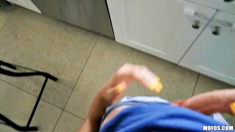 Maya Bijou petite Latina with blonde hair gets ass fingered in POV