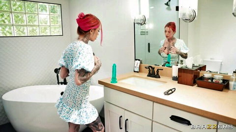 Chantal Danielle teases with green dildo in short floral dress