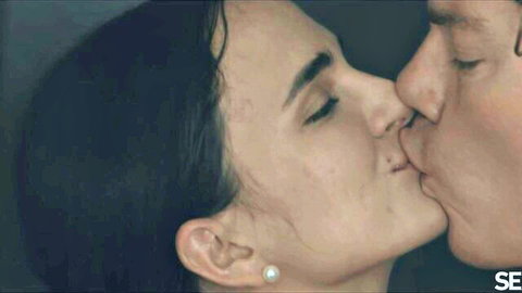 Claudia Bavel passionately kissing Ricky in steamy embrace