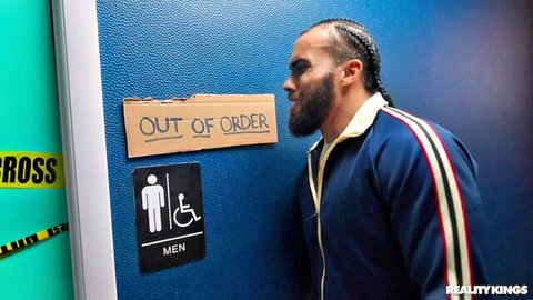 James Angel peeking into out of order men's bathroom, Reality Kings tease