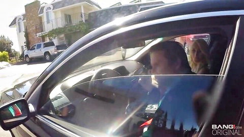 Zoey Reyes, Rose Darling & Deanna Dare in car scene from outdoor threesome
