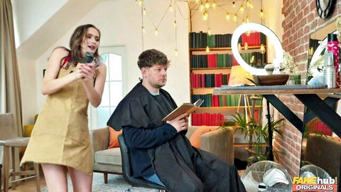 Stacy Cruz teases Michael Fly in sexy barbershop roleplay